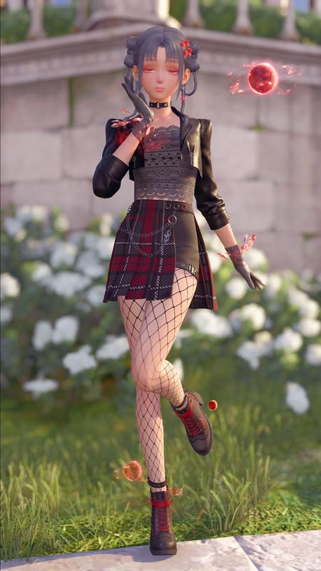 leather jacket with red accents